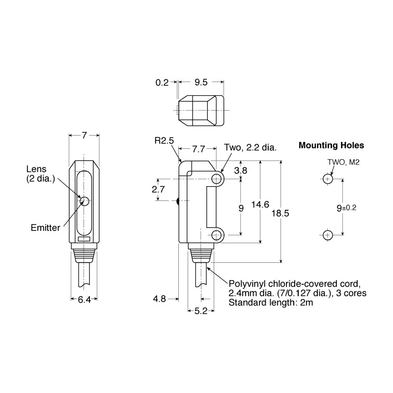 Omron Through Beam Photoelectric Sensor Block Style 1 m Detection Range NPN Output IP67 E3T-ST12 2M