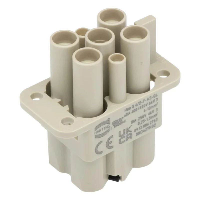 HARTING Heavy Duty Power Connector Insert 40A 690V 0912 Series Female 6 Contacts 09120062763