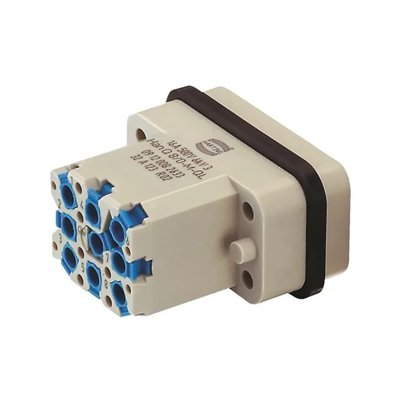HARTING Heavy Duty Power Connector Insert 16A 600V 8 Contacts Male Cable Mount 09120082633