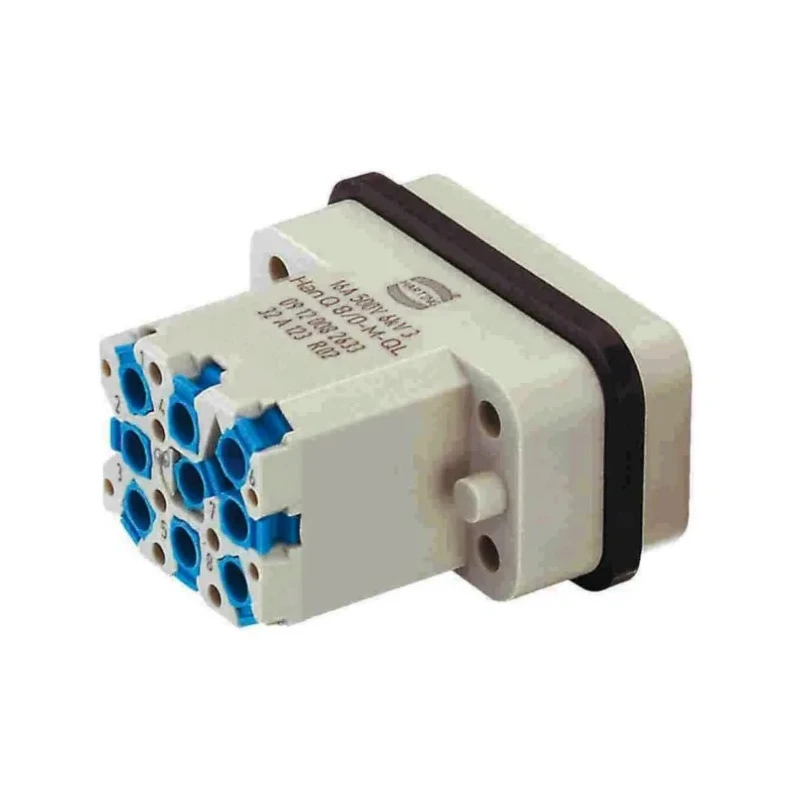 HARTING Heavy Duty Power Connector Insert 16A 600V 8 Contacts Male Cable Mount 09120082633
