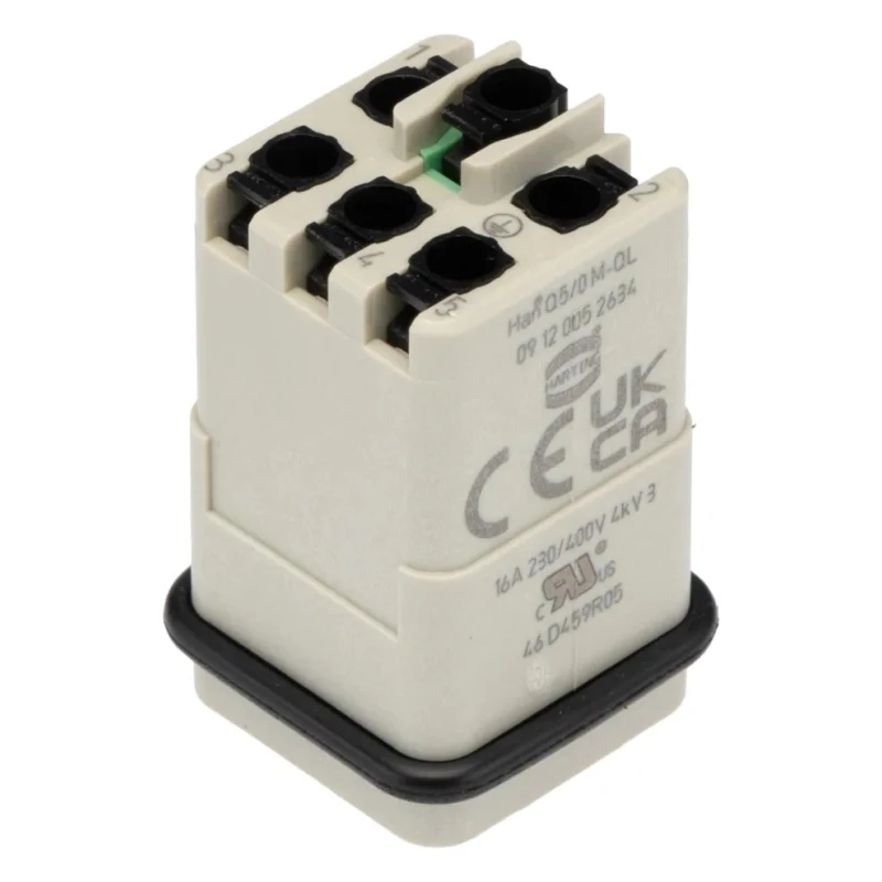 HARTING Heavy Duty Power Connector Insert 16A 600V Cable Mount, Male 5 Contacts 09120052634