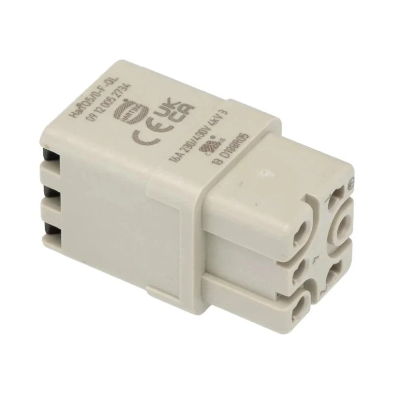 HARTING Heavy Duty Power Connector Insert, Female, 16A, 600V, 5 Contacts, 0912 Series 09120052734