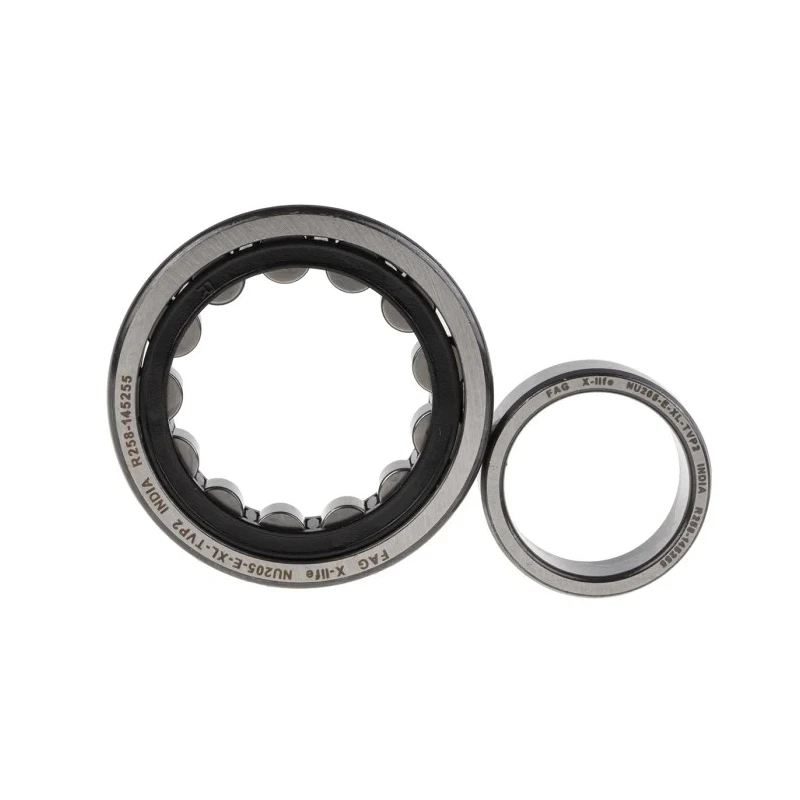 FAG 25 mm ID Roller Bearing, 52 mm OD, Race Width 15 mm, Open End Type NU205-E-XL-TVP2