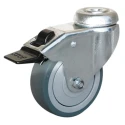 Guitel Hervieu Braked Swivel Castor 100 mm Wheel Diameter, 70 kg Load Capacity, Rubber Wheel, Galvanised Steel Frame 313822