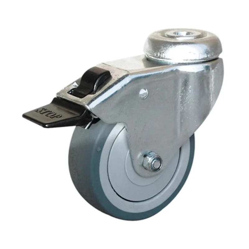 Guitel Hervieu Braked Swivel Castor 100 mm Wheel Diameter, 70 kg Load Capacity, Rubber Wheel, Galvanised Steel Frame 313822