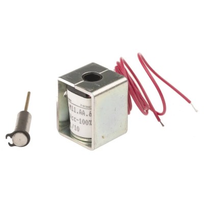 Mecalectro Push Action Linear Solenoid 24V, 27mm Length, 22mm Width, 20mm Depth 8.M11 AA 62 24 VCC 100%