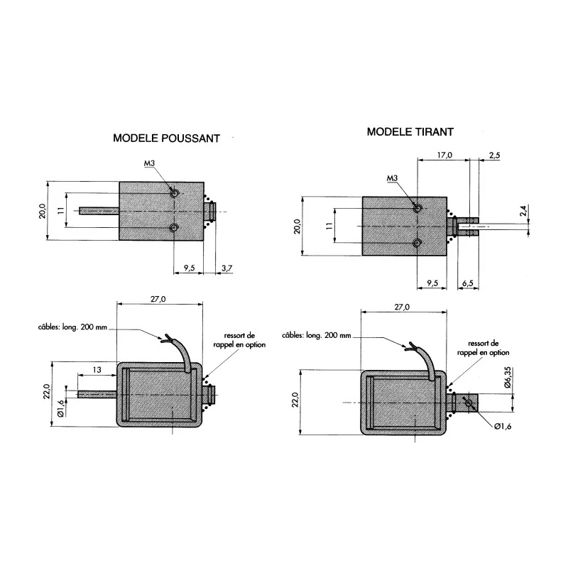 Mecalectro Push Action Linear Solenoid 24V, 27mm Length, 22mm Width, 20mm Depth 8.M11 AA 62 24 VCC 100%