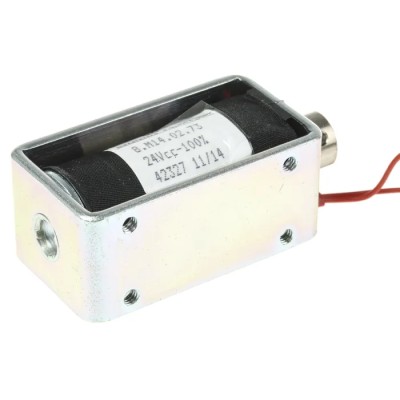 Mecalectro Linear Solenoid, Pull Action, 24V Supply Voltage, 8N Magnetic Force, 57.7mm Length, 32mm 8.M14 02 73 24 VCC 100%