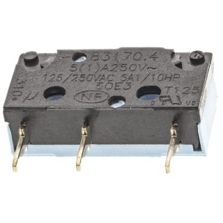 Crouzet Plunger Micro Switch with Solder Terminal, 5A, 250 V AC, SPDT, Subminiature 83170408