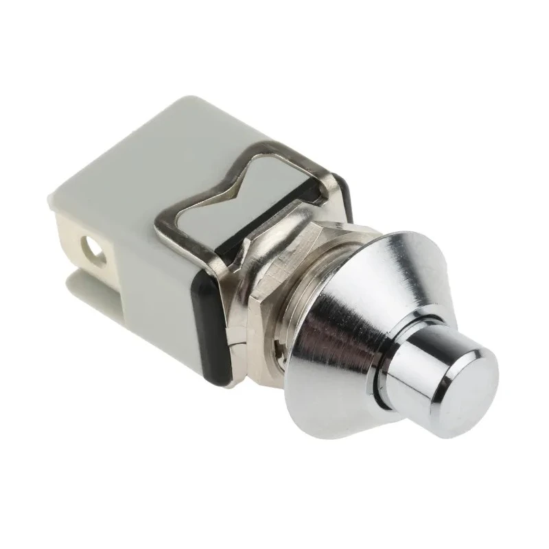APEM 1200M Series Silver Plunger Momentary Push Button Switch SPST Panel Mount 12.2 mm Cutout 24V dc 250V ac 1213MC8