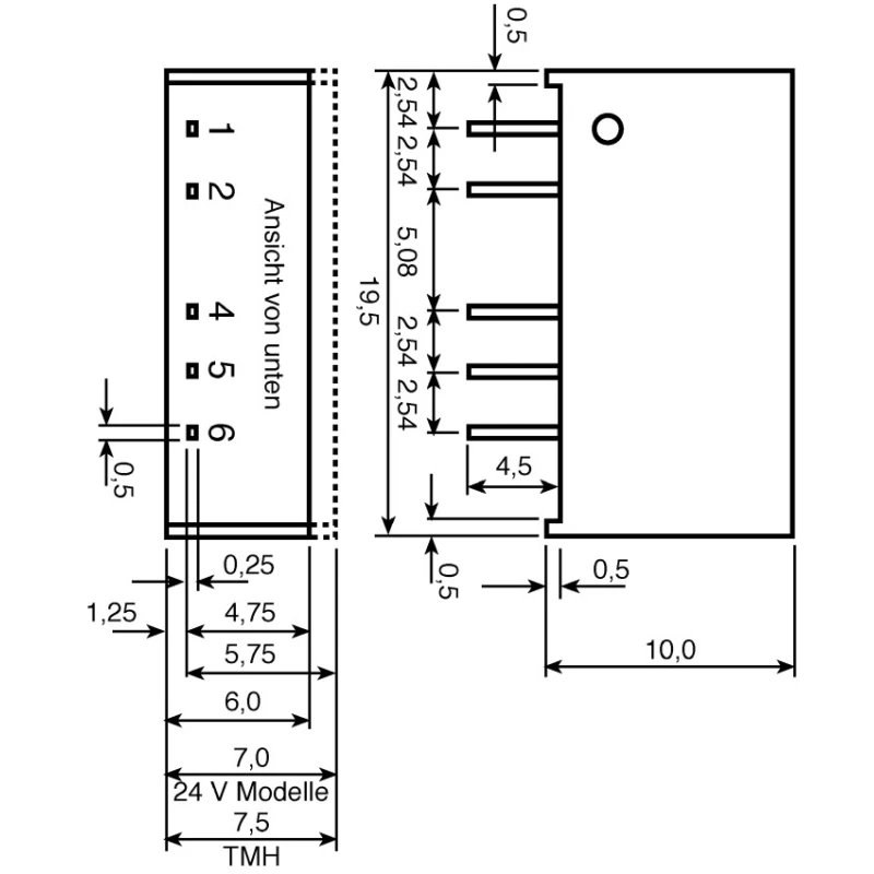 TRACOPOWER DC/DC Converter 12V -12V, 83mA Output, 5V DC Input, 1W Power, PCB Mount SIP 6-Pin TMH 0512D