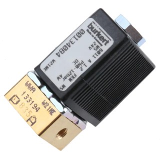 Burkert Brass Body 2-Port Normally Closed Solenoid Valve 24V DC, M5 Threaded Inlet 134084