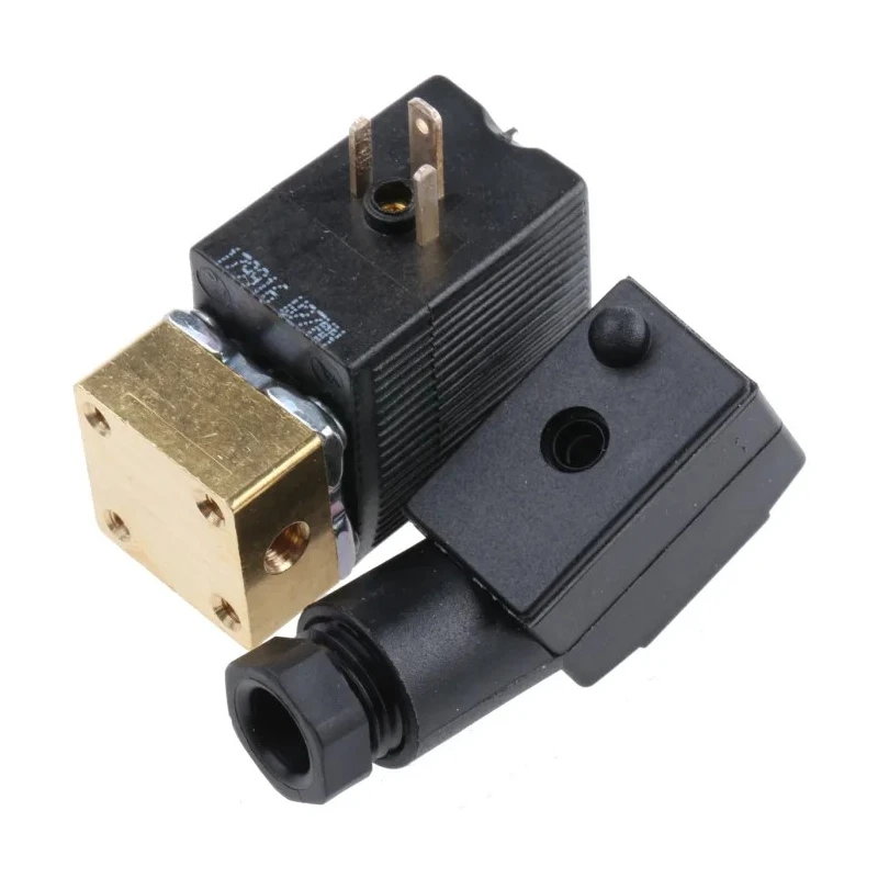 Burkert Brass Body 2-Port Normally Closed Solenoid Valve 24V DC, M5 Threaded Inlet 134084