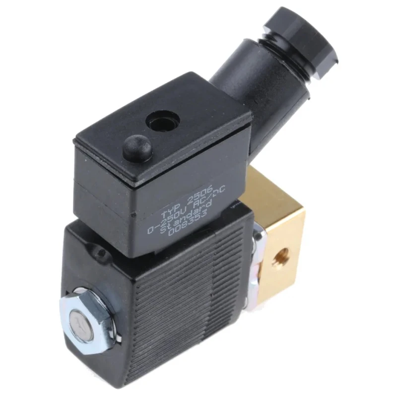 Burkert Brass Body 2-Port Normally Closed Solenoid Valve 24V DC, M5 Threaded Inlet 134084