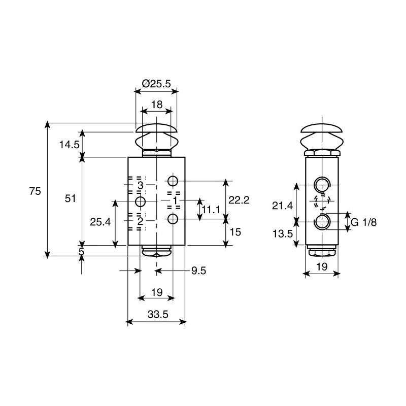 Norgren Push Button Pneumatic Manual Control Valve S666 Series G 1/8 Die Cast Zinc Body 10 bar Max Pressure PS/666/1/G