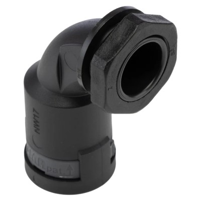 PMA Cable Conduit Fitting, 17 mm Nominal Size, PG16 Thread, Polyamide 6 Black, IP66 Rated BVBD-P167GT