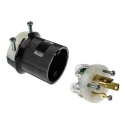 Hubbell 30A 250V USA Mains Plug Black Nylon Cable Screw Termination HBL2621