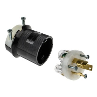 Hubbell 30A 250V USA Mains Plug Black Nylon Cable Screw Termination HBL2621