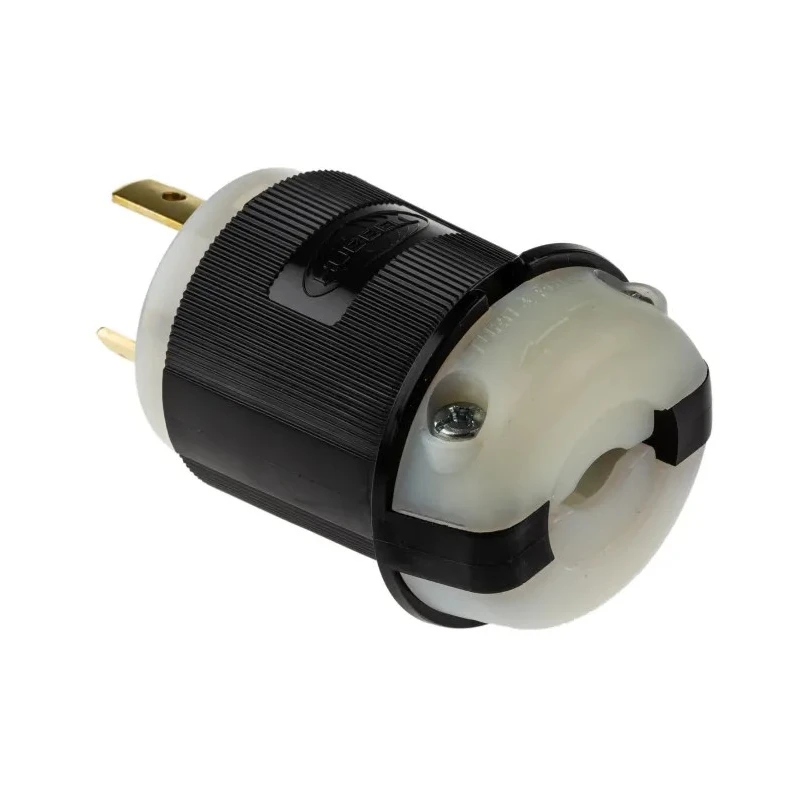 Hubbell 30A 250V USA Mains Plug Black Nylon Cable Screw Termination HBL2621