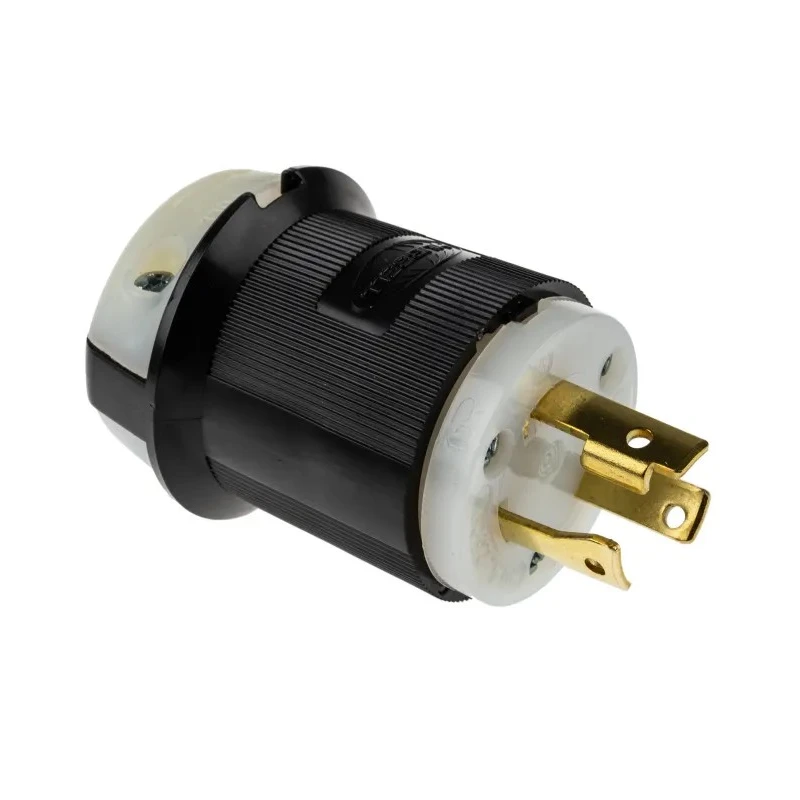 Hubbell 30A 250V USA Mains Plug Black Nylon Cable Screw Termination HBL2621