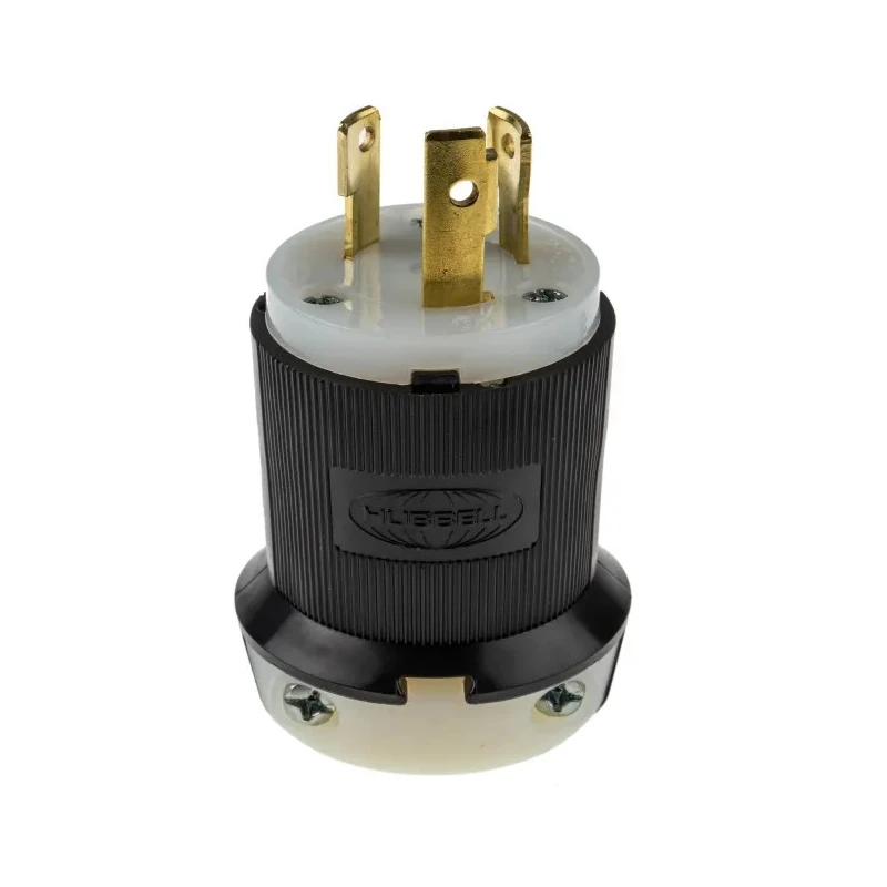 Hubbell 30A 250V USA Mains Plug Black Nylon Cable Screw Termination HBL2621
