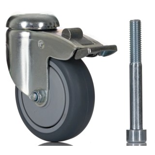Tente Swivel Castor Wheel 75 mm Diameter 75 kg Load Capacity Rubber Tyre Polypropylene Hub 2477PJP075P30CHC10X90