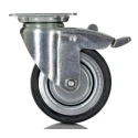 Tente Braked Swivel Castor, Rubber Wheel, 75 mm Diameter, 55 kg Load Capacity, Pressed Steel Frame, Zinc 2477DYK075P40