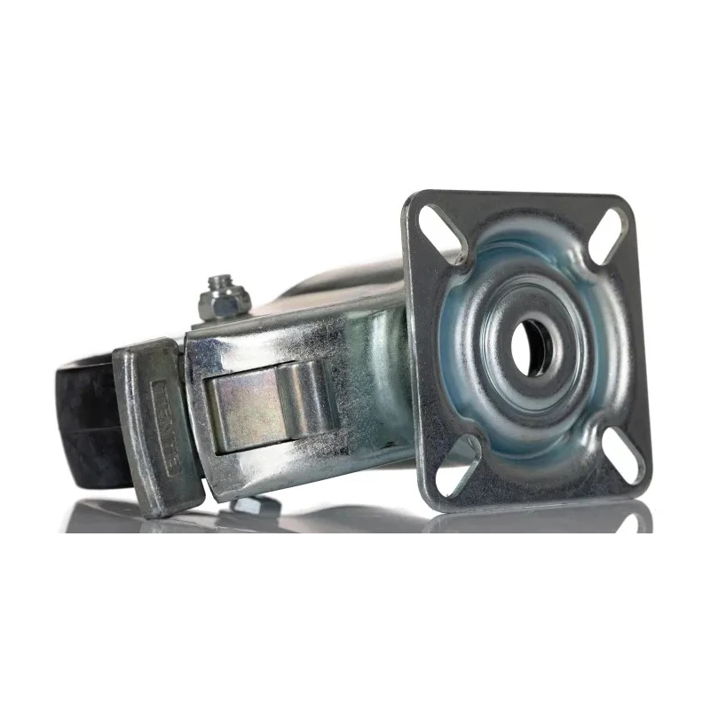 Tente Braked Swivel Castor, Rubber Wheel, 75 mm Diameter, 55 kg Load Capacity, Pressed Steel Frame, Zinc 2477DYK075P40