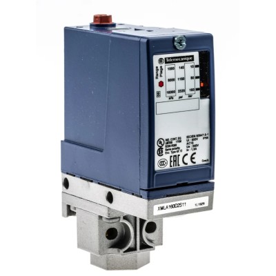 Telemecanique Sensors XMLA Series Pressure Sensor, Relay Output, Differential Reading, 10 bar to 160 bar, Zinc XMLA160D2S11