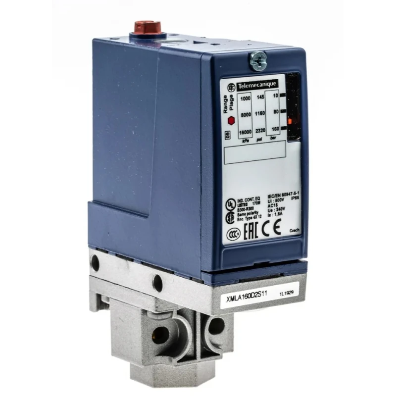 Telemecanique Sensors XMLA Series Pressure Sensor, Relay Output, Differential Reading, 10 bar to 160 bar, Zinc XMLA160D2S11