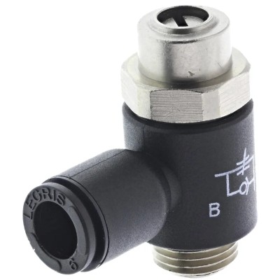 Legris 7011 Series Flow Controller Flow Regulator Tube 06 Inlet, Male Threaded Outlet 1/8 in G, Polymer, 10 bar 7011 06 10
