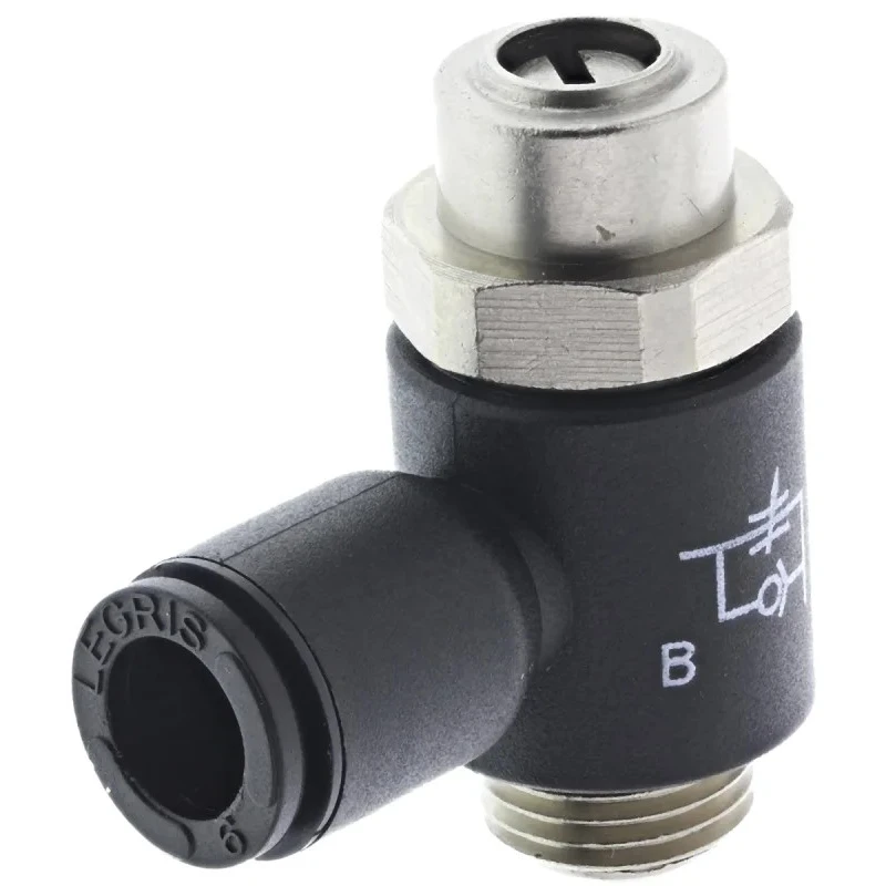 Legris 7011 Series Flow Controller Flow Regulator Tube 06 Inlet, Male Threaded Outlet 1/8 in G, Polymer, 10 bar 7011 06 10