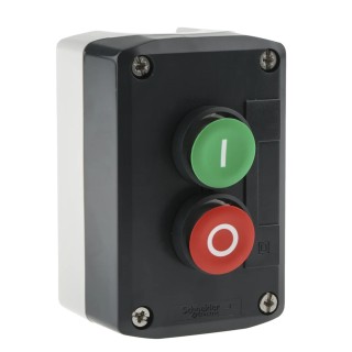 Schneider Electric Spring Return Enclosed Push Button Polycarbonate 2 Cutouts Green Red I/O IP69K 