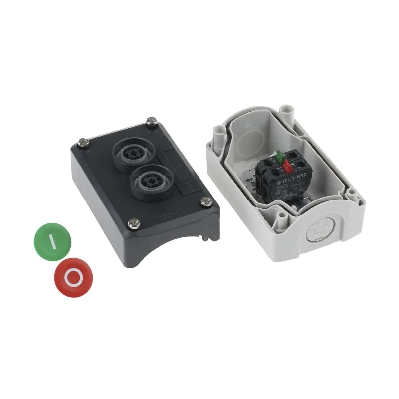 Schneider Electric Spring Return Enclosed Push Button Polycarbonate 2 Cutouts Green Red I/O IP69K 