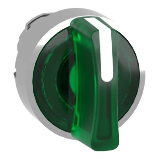 Schneider Electric Harmony Series 3 Position Illuminated Selector Switch Head, 22 mm Cutout, Green Handle, IP66 ZB4BK1333