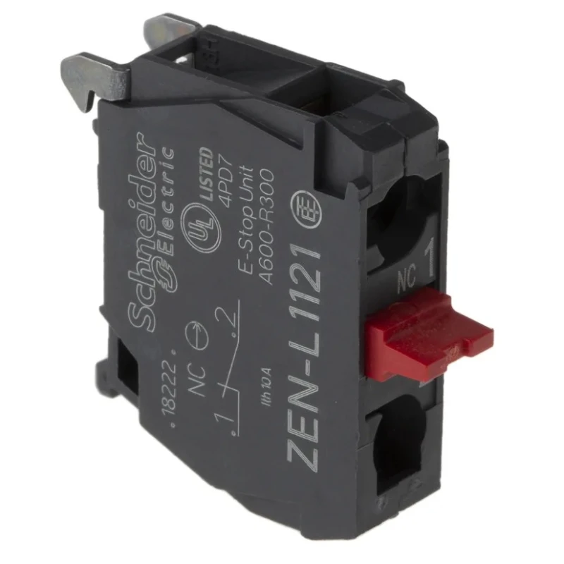 Schneider Electric Harmony Series Contact Block 600V 10A 1 NC Screw Terminal Rear Mounting ZENL1121