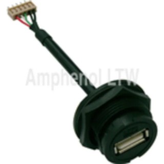 Amphenol Industrial Straight Panel Female USB Type A Connector IP67 Waterproof USB 2.0 UA-20PMFP-LC7003
