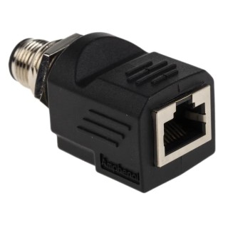 Amphenol Industrial Straight Circular Connector Adapter 1 Female 1 Male 1000V 80°C RJS-12D04FM-LS8001