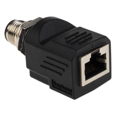 Amphenol Industrial Straight Circular Connector Adapter 1 Female 1 Male 1000V 80°C RJS-12D04FM-LS8001
