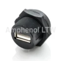 Amphenol Industrial Straight Panel Mount Female USB Type A Connector IP68 100V 1A USB 2.0 UA-20PMFP-SC8001