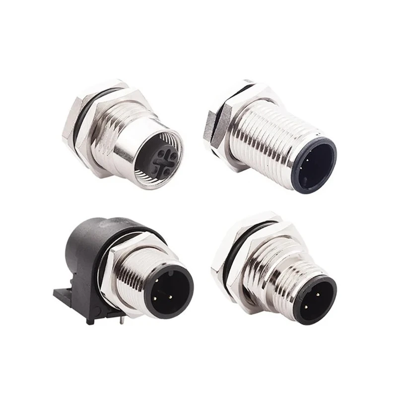 Norcomp Industrial Circular Connector 8 Contacts Panel Mount M12 Socket Female IP67 48V 500mA 859-X08-203R004