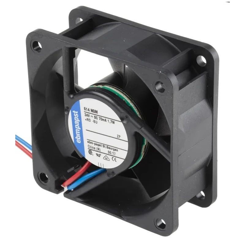 ebm-papst 600 N Series Sleeve Bearing Axial Fan, 24V DC, 1.7W, 71mA, 35 m³/h Air Flow, IP20, 60x60x25.4 mm 