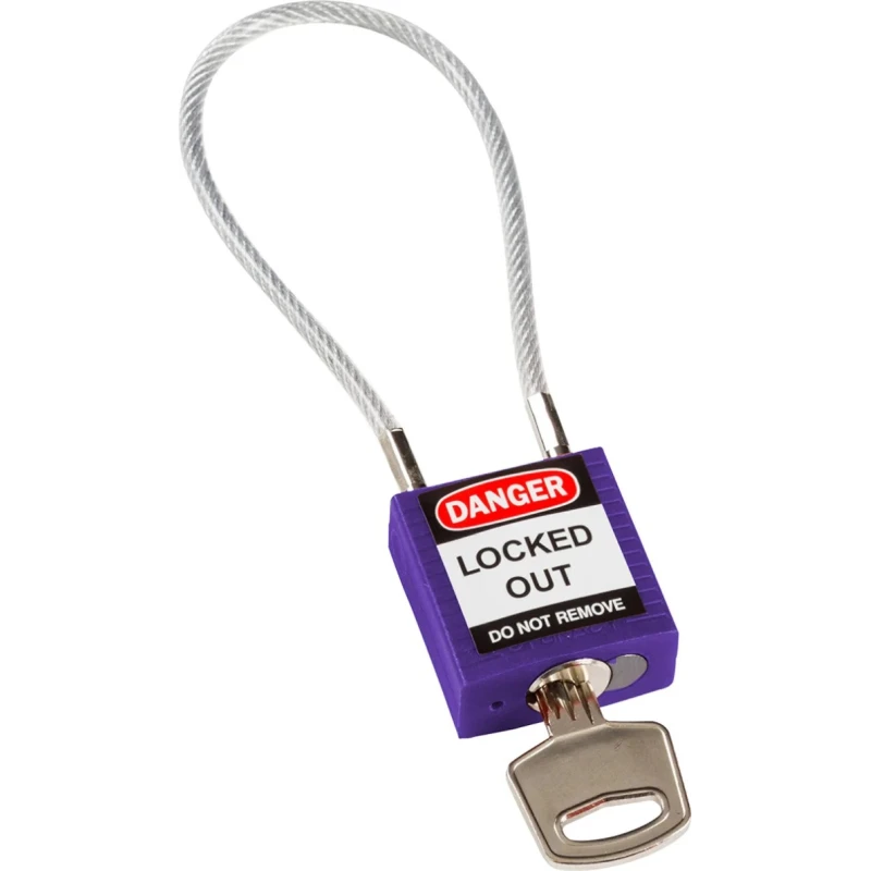 Brady Rugged Reinforced Nylon Body with Sheathed Steel Cable Keyed Padlock Purple 4.7mm COMPACT CABLE PADLOCK PURPLE 20CM KD
