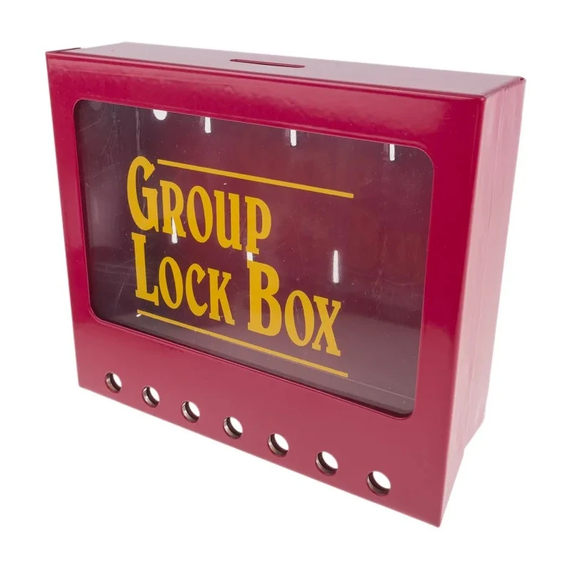 Brady Red 7-Lock Lockout Powder Coated Steel Group Lockout & Permit Control METAL WALL LOCK BOX, SMALL