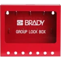 Brady Red 7-Lock Lockout Powder Coated Steel Group Lockout & Permit Control METAL WALL LOCK BOX, SMALL