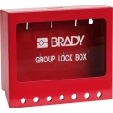 Brady Red 7-Lock Lockout Powder Coated Steel Group Lockout & Permit Control METAL WALL LOCK BOX, SMALL