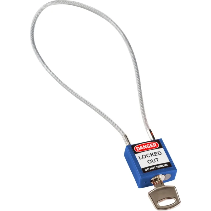 Brady Blue Compact Cable Padlock Rugged Reinforced Nylon Body Sheathed Steel Cable Keyed COMPACT CABLE PADLOCK BLUE 40CM KD