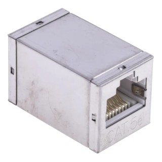RS PRO Cat5e 2 Port RJ45 Female Shielded Twisted Pair Coupler 25x25x45 mm 340-9630