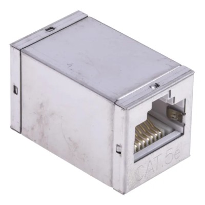 RS PRO Cat5e 2 Port RJ45 Female Shielded Twisted Pair Coupler 25x25x45 mm 340-9630