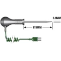 RS PRO Type K Needle General Temperature Probe, 115 mm Length, 3.3 mm Diameter, ±0.5% Accuracy, 2m Cable 342-8833